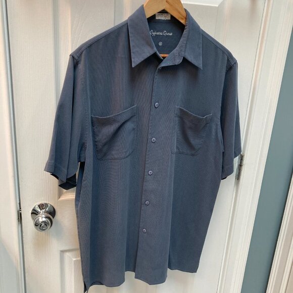 Cypress Grove 100% Silk Men's Gray Dual Pocket Short Sleeve Shirt Size Medium - Picture 2 of 5